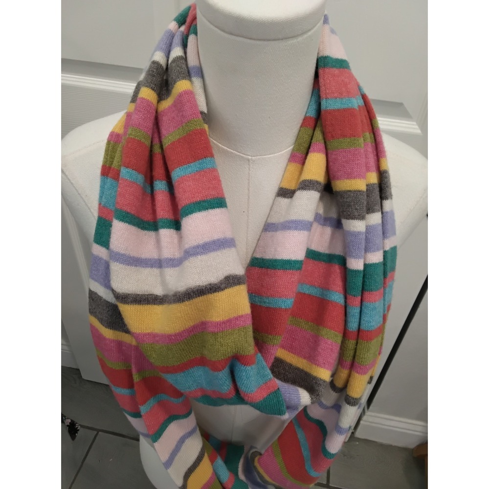 Sundance Multi Color Striped Infinity Scarf Merino Wool Alpaca Blend Knit Loop